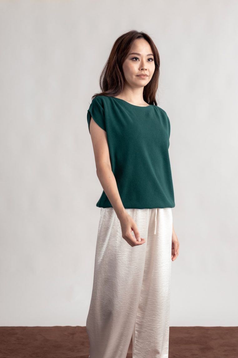 Relaxed Fit Batwing Knit Top - Forest Green - Image 6