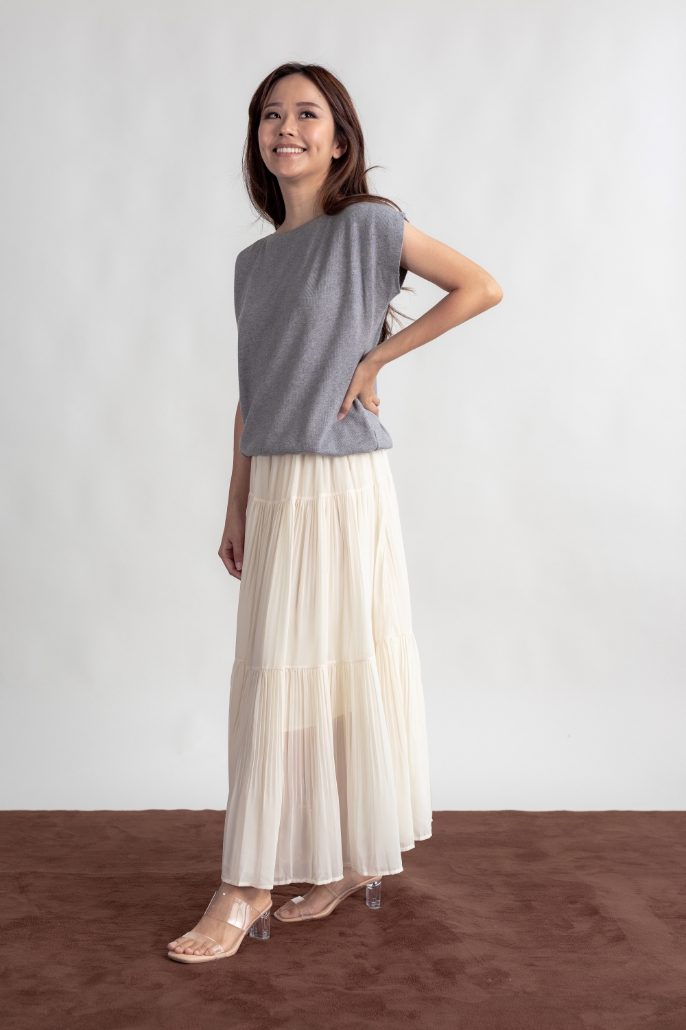 Relaxed Fit Batwing Knit Top - Grey - Image 3