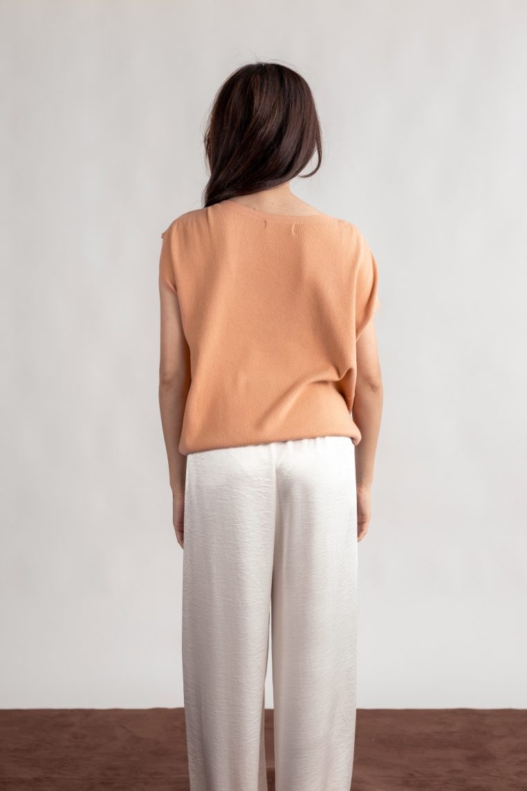 Relaxed Fit Batwing Knit Top - Peach - Image 7