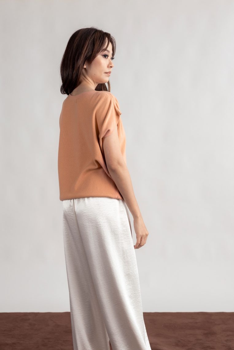 Relaxed Fit Batwing Knit Top - Peach - Image 8