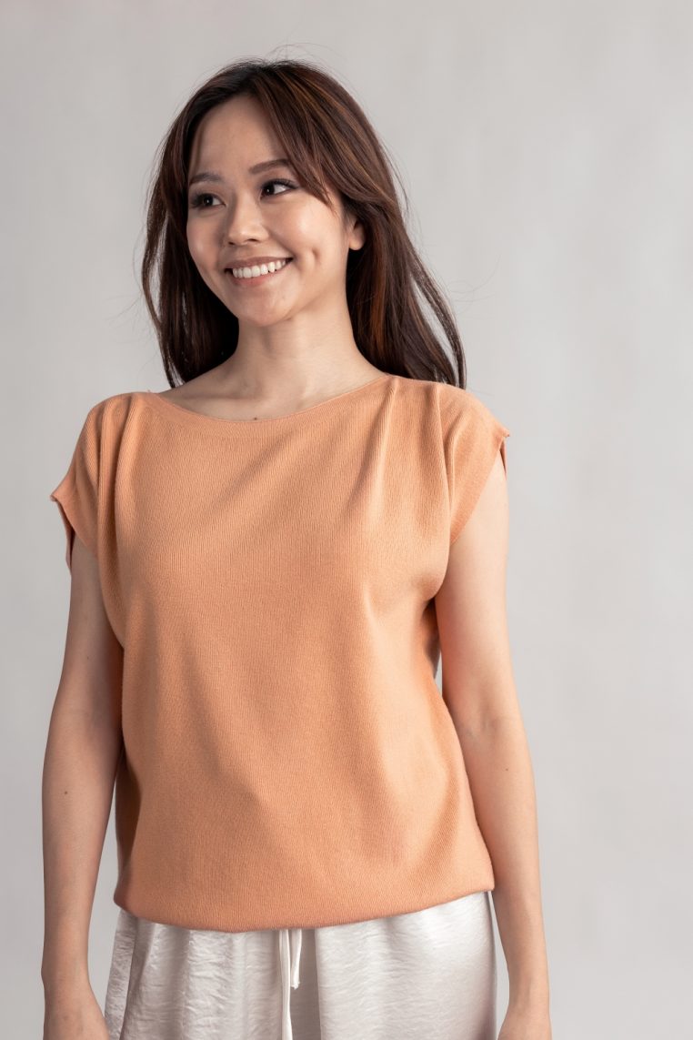 Relaxed Fit Batwing Knit Top - Peach - Image 9