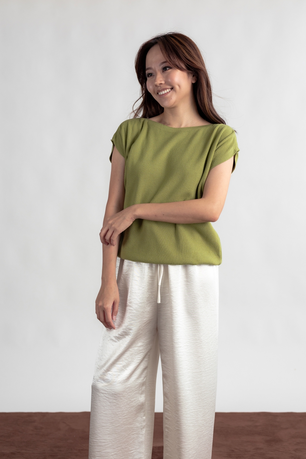 Relaxed Fit Batwing Knit Top - Sage - Image 3