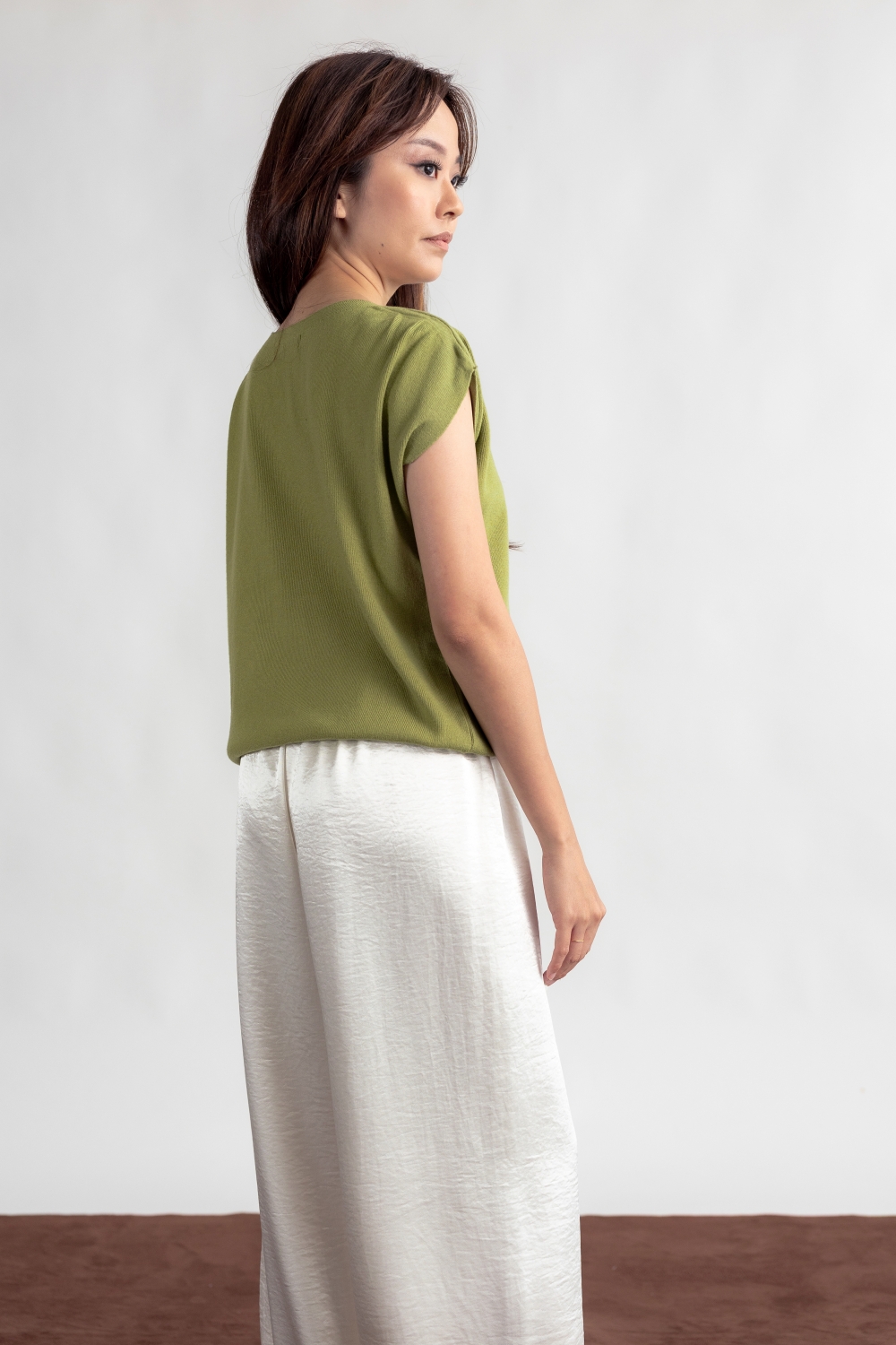 Relaxed Fit Batwing Knit Top - Sage - Image 4