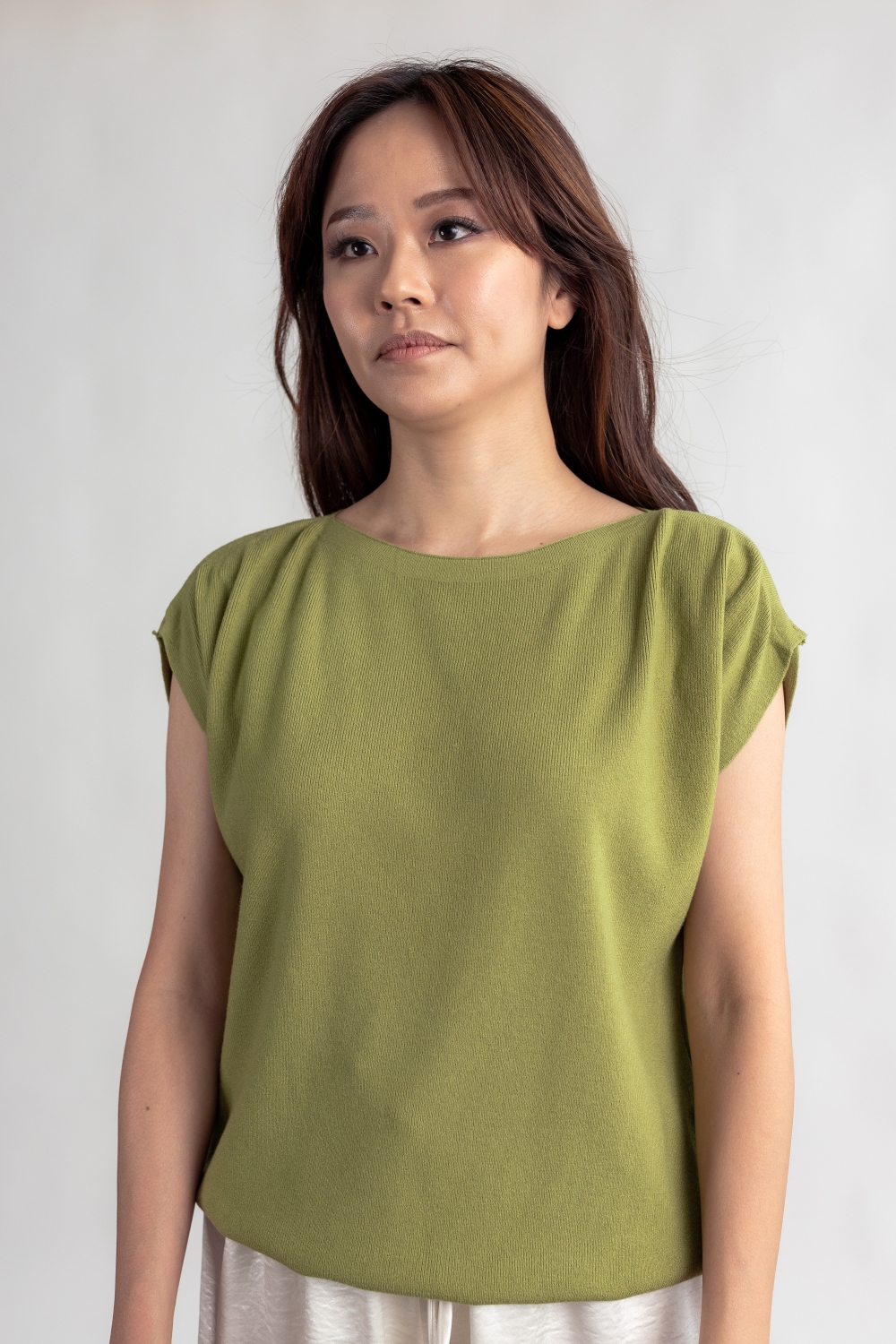 Relaxed Fit Batwing Knit Top - Sage - Image 6