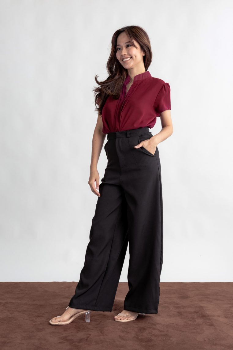High Waist Wide Leg Tailored Pants - Black - Image 3