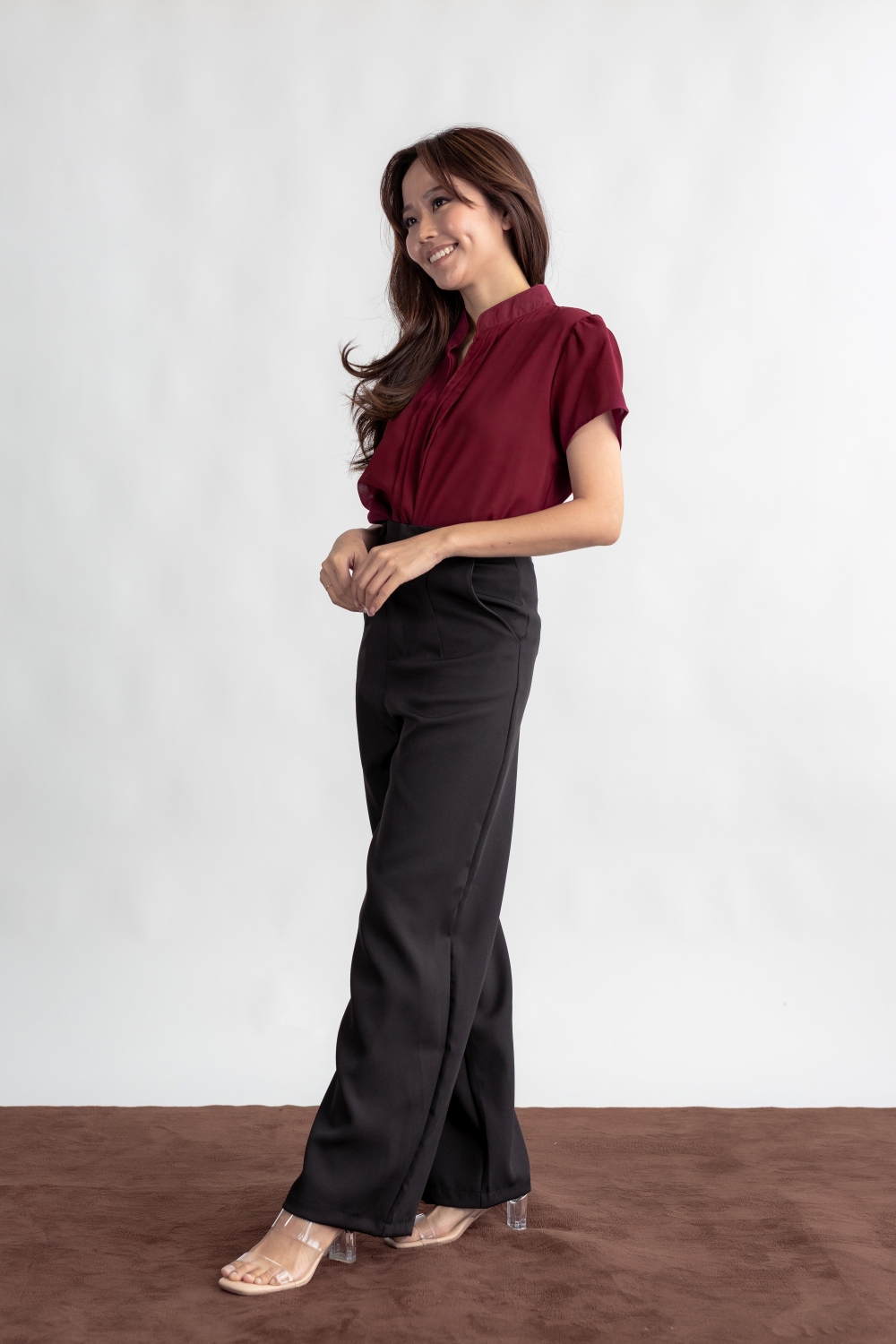High Waist Wide Leg Tailored Pants - Black - Image 4