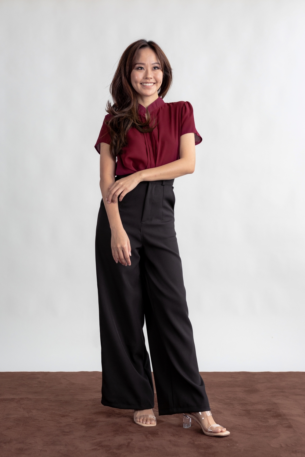 High Waist Wide Leg Tailored Pants - Black - Image 6