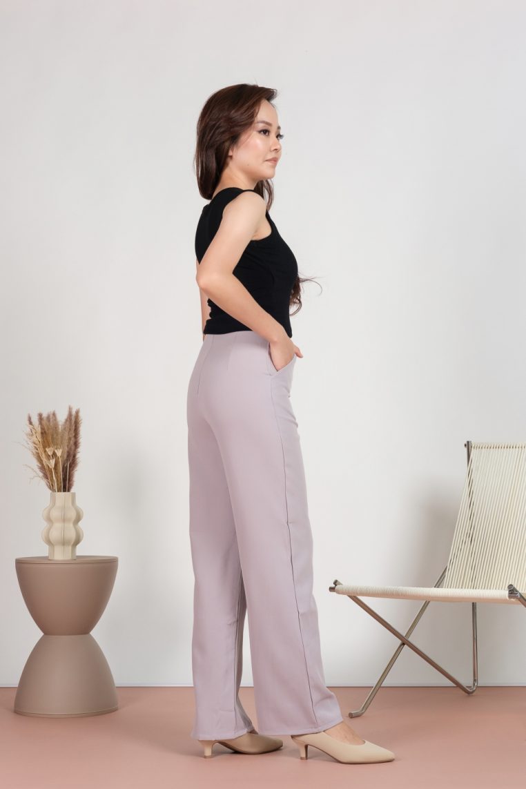 Alternative view of Pocket Flare Leg Tailored Pants - Grey