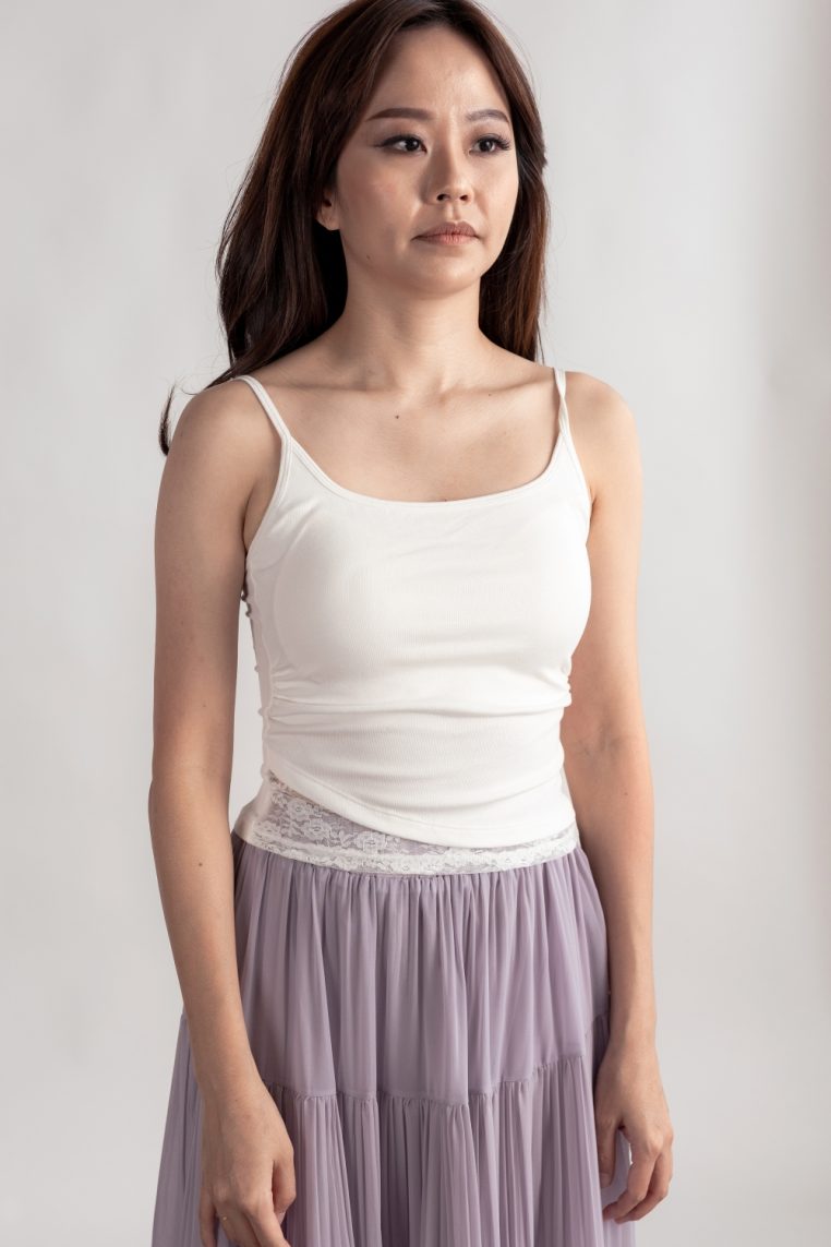 Alternative view of Lace Hem Padded Camisole - White