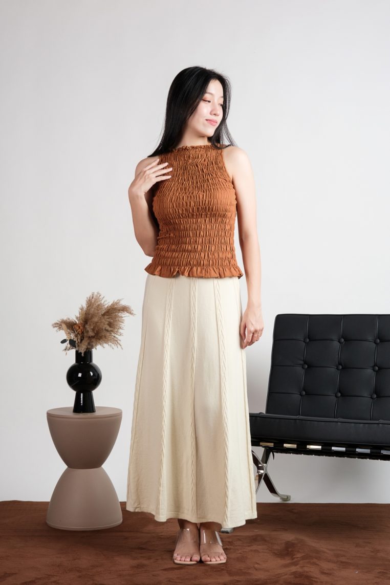 Cable Knit Maxi Skirt - Cream
