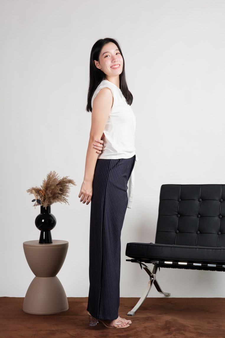 Cap Sleeve Draped Front Tee - White - Image 4