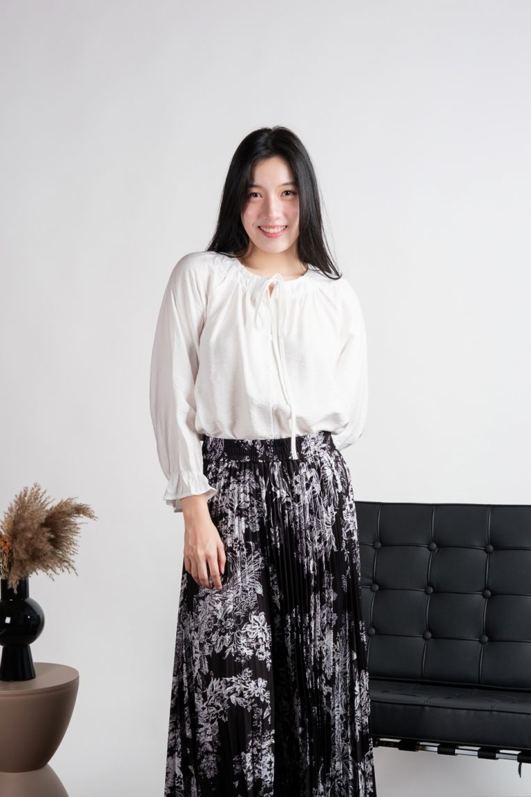 Linen Long Sleeve Tie Blouse - Image 5
