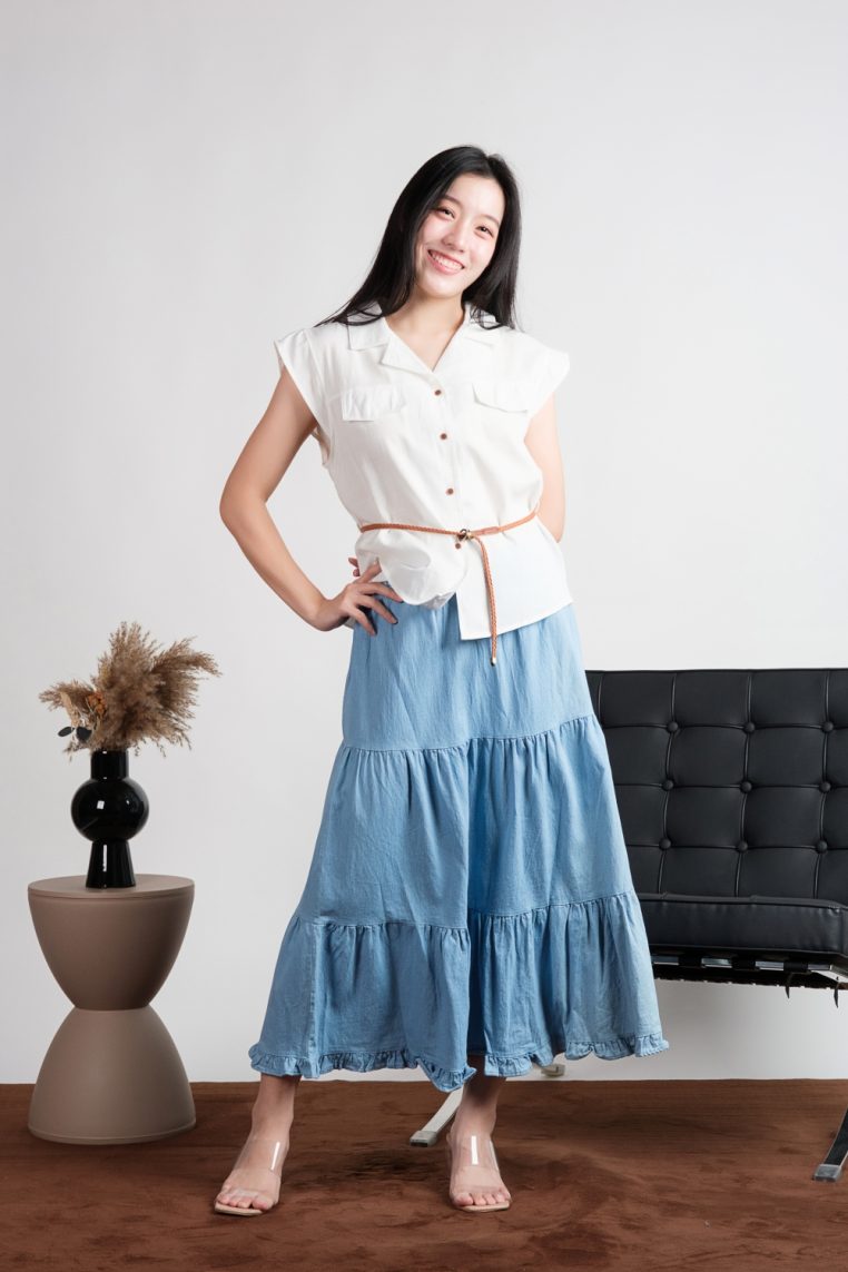 Belted Button Down Shirt - White - Image 4