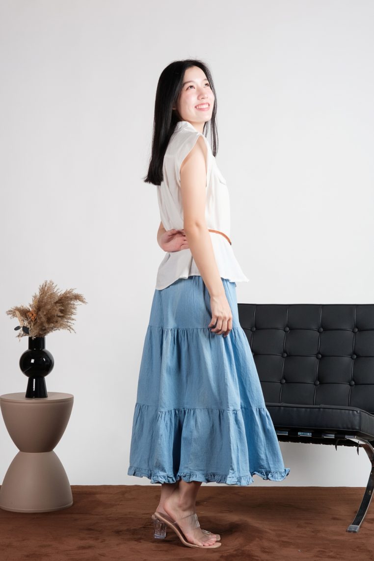 Belted Button Down Shirt - White - Image 6