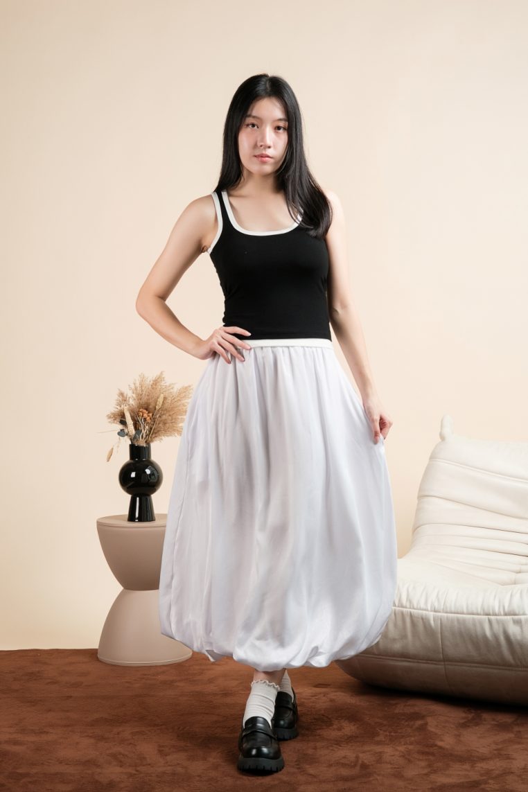 Contrast Hem Padded Tank Top - Black - Image 5