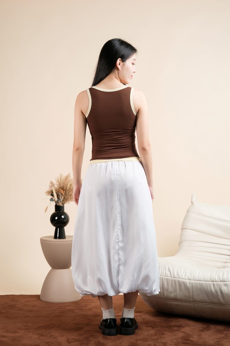 Contrast Hem Padded Tank Top - Brown - Image 8