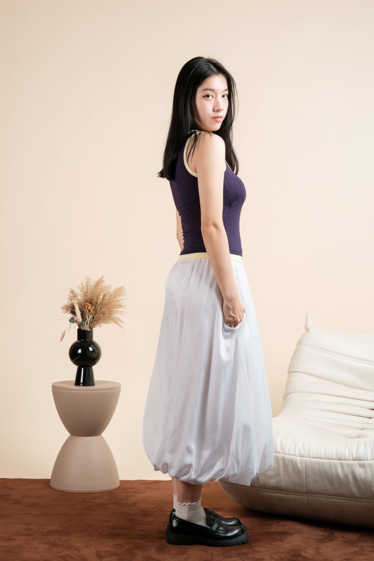 Contrast Hem Padded Tank Top - Navy Blue - Image 6