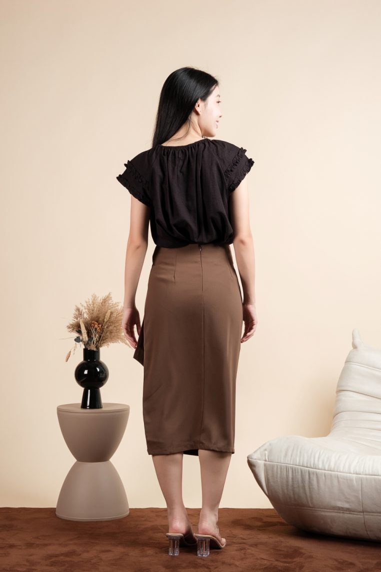 Ruffle Sleeve Linen Blouse - Black - Image 10