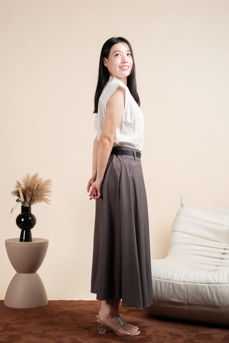 Mandarin Collar Linen Boxy Shirt - White - Image 3