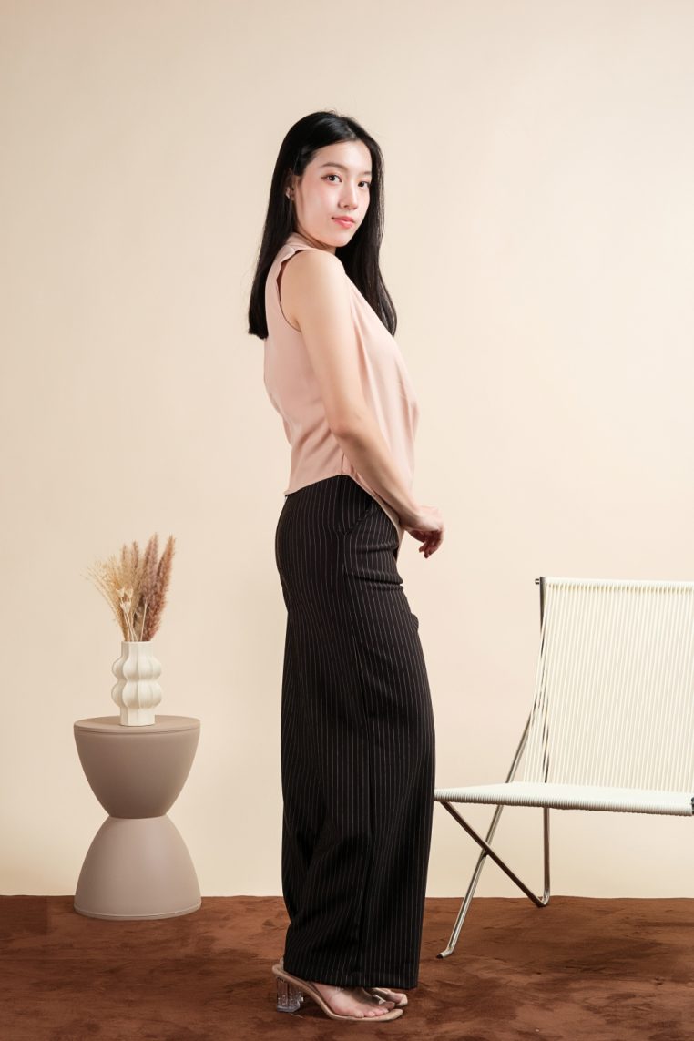 Sleeveless Draped Ruched Blouse - Peach Blush - Image 8