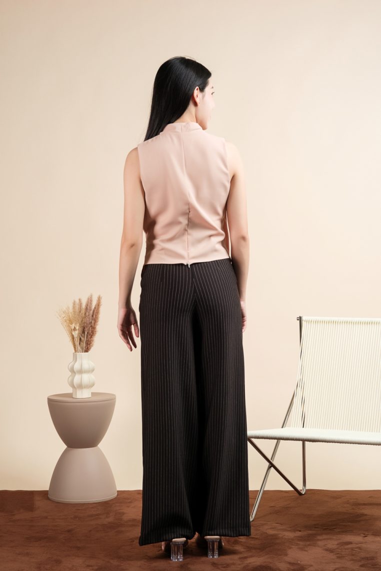 Sleeveless Draped Ruched Blouse - Peach Blush - Image 9