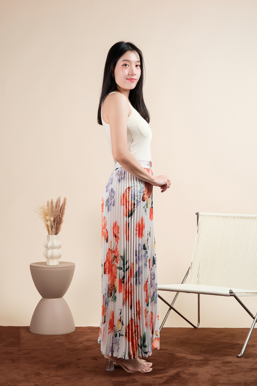 Butterfly Print Pleated Pants - Orange - Image 6
