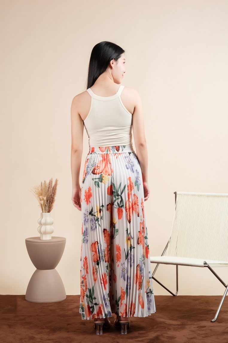 Butterfly Print Pleated Pants - Orange - Image 7