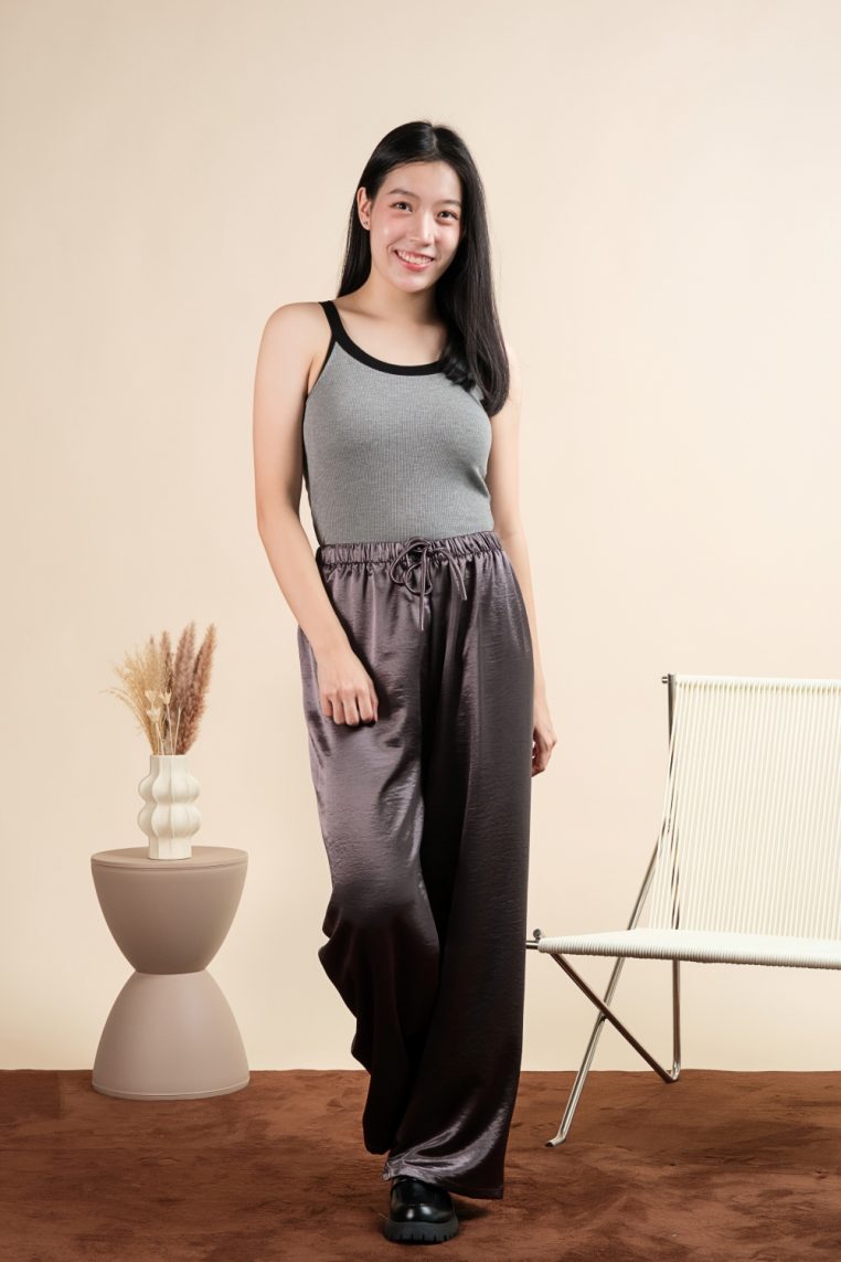 Halter Ribbed Padded Top - Grey